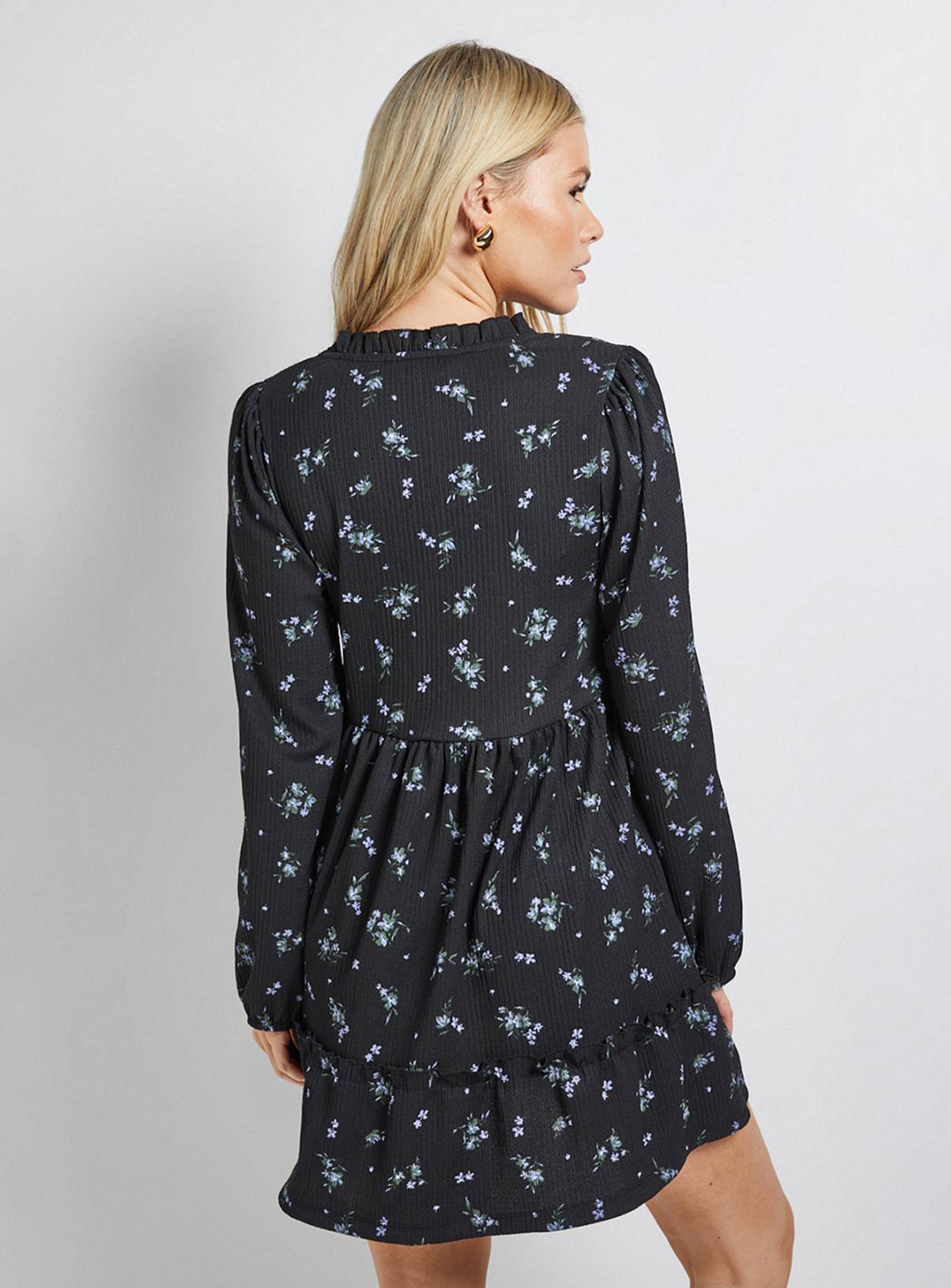 DOROTHY PERKINS Floral Tiered Scoop Neck Jersey Smock Mini Dress 12 - Image 3